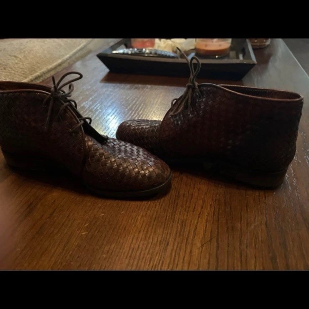 Sergio Rossi Handwoven Leather Chukka Boots-Women’s Size 6-Made in Italy-Luxury